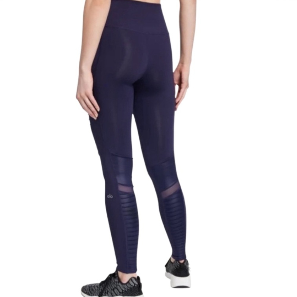 Alo Yoga High Waist Moto Sport Leggings with Mesh Panels - Picture 2 of 7